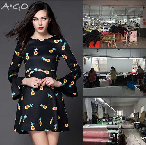 [来图来样]杭州服装加工春新品高端品质印花连衣裙经销加工